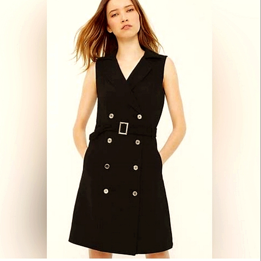 White House Black Market Sleeveless Trench Iconic Dress In Black Sz 8